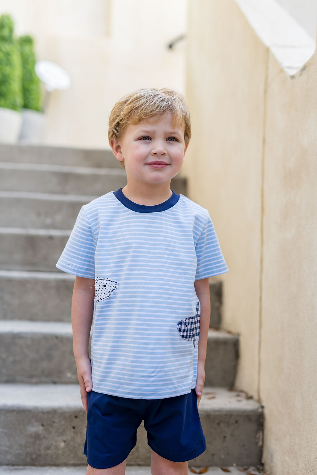 Boys Shark Applique Short Set