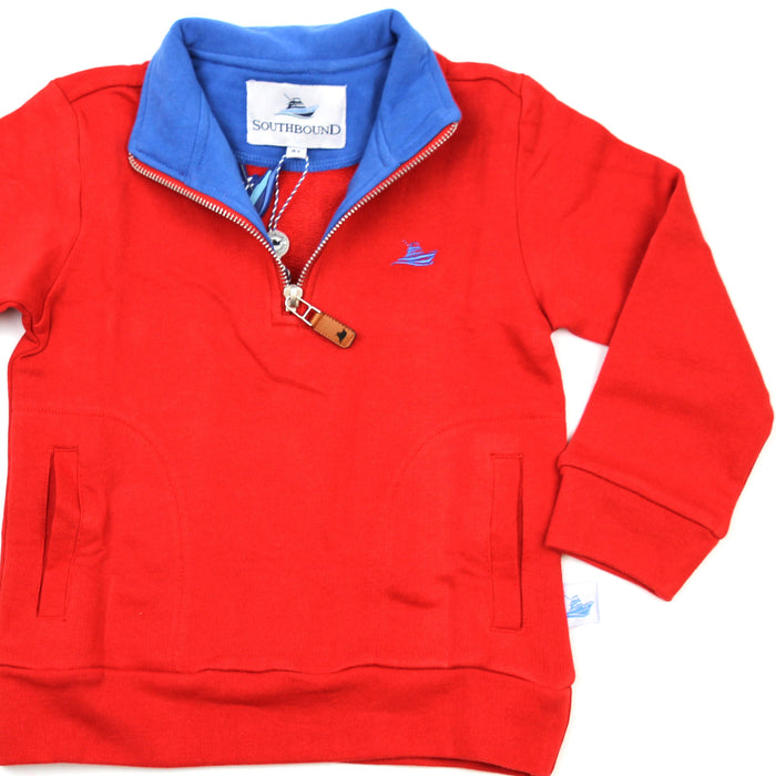 1/2 Zip Knit Pullover for Kids - Red