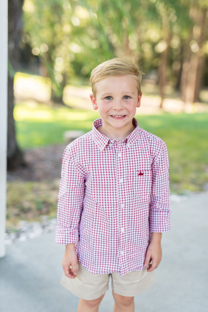 Red/White Plaid Destin Dress Shirt