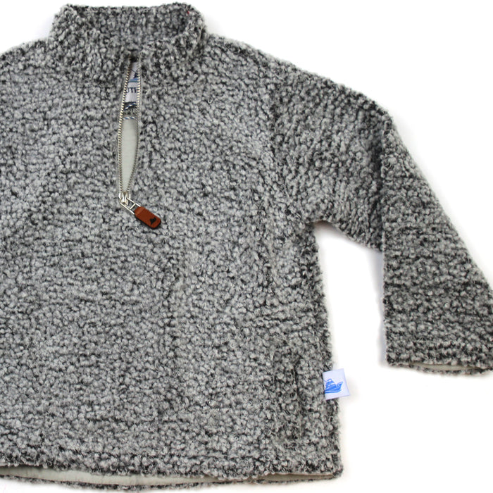 Sherpa Fleece Pullover for Kids - Gray on Gray