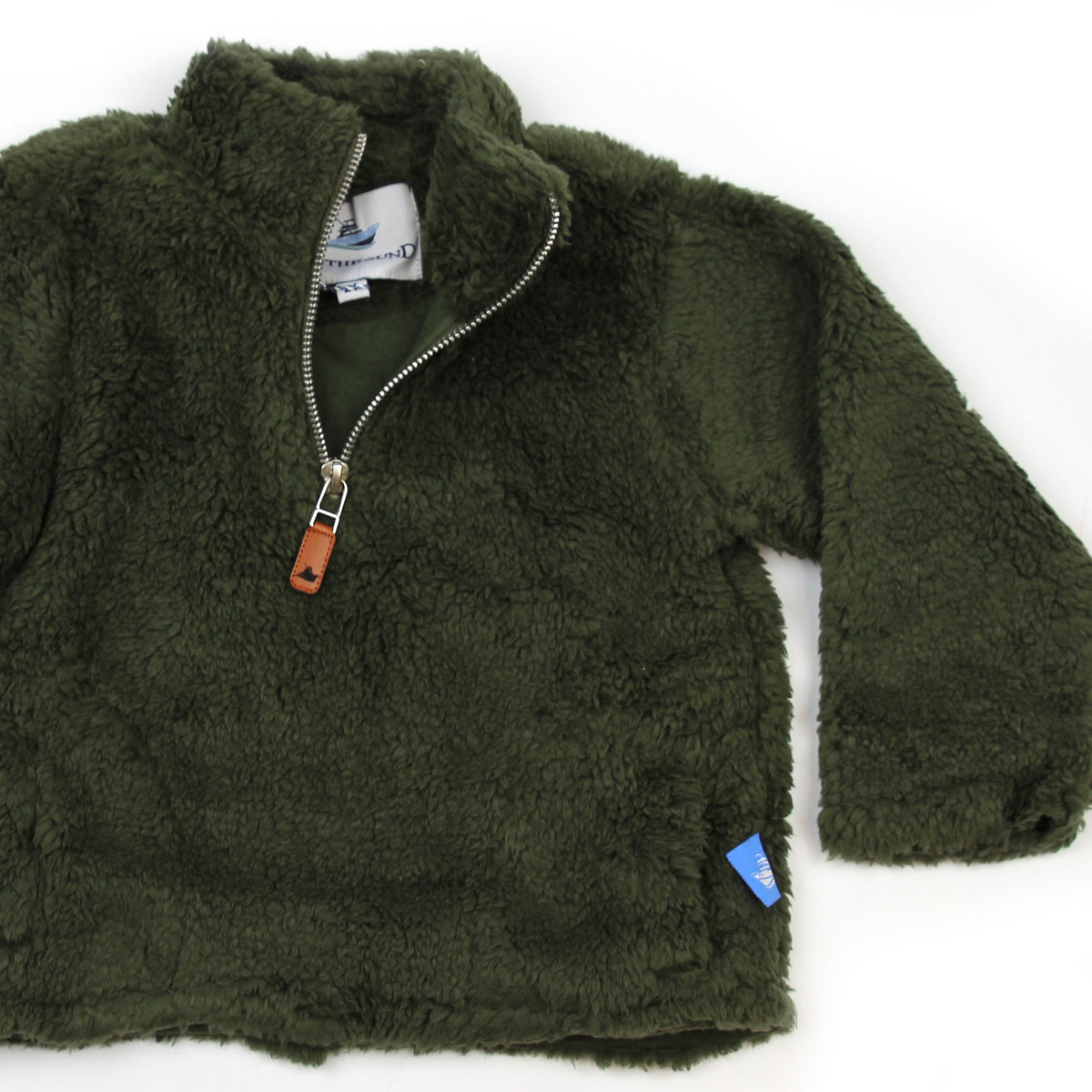 Sherpa Fleece Pullover for Kids - Olive