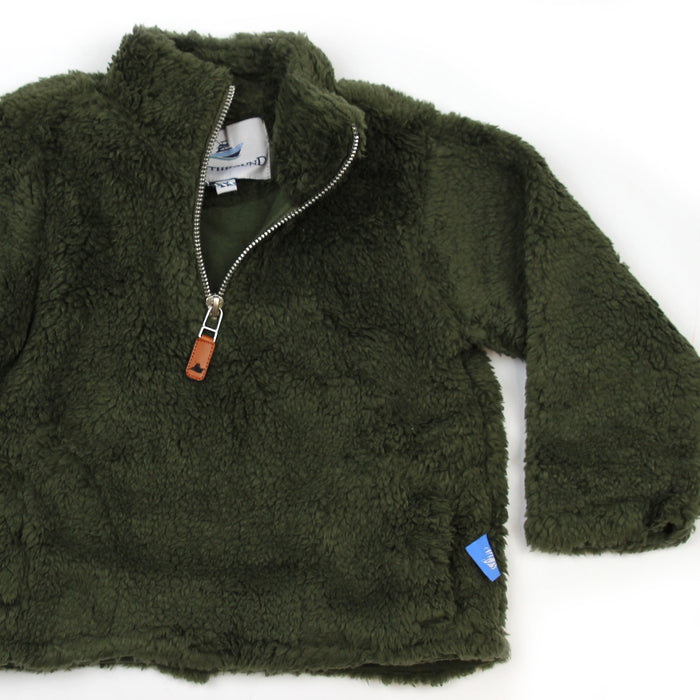 Sherpa Fleece Pullover for Kids - Olive