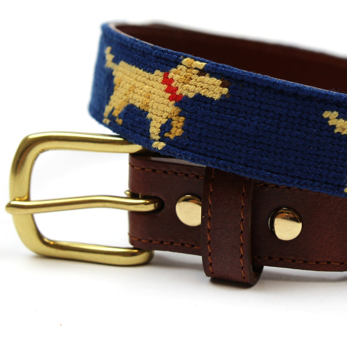 Hand Stitched Needlepoint Dog Belt