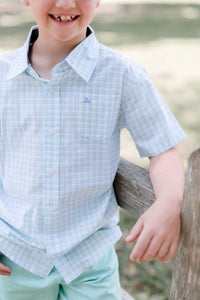 Opal/ Blue Plaid Short Sleeve Destin Dress Shirt