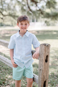 Opal/ Blue Plaid Short Sleeve Destin Dress Shirt