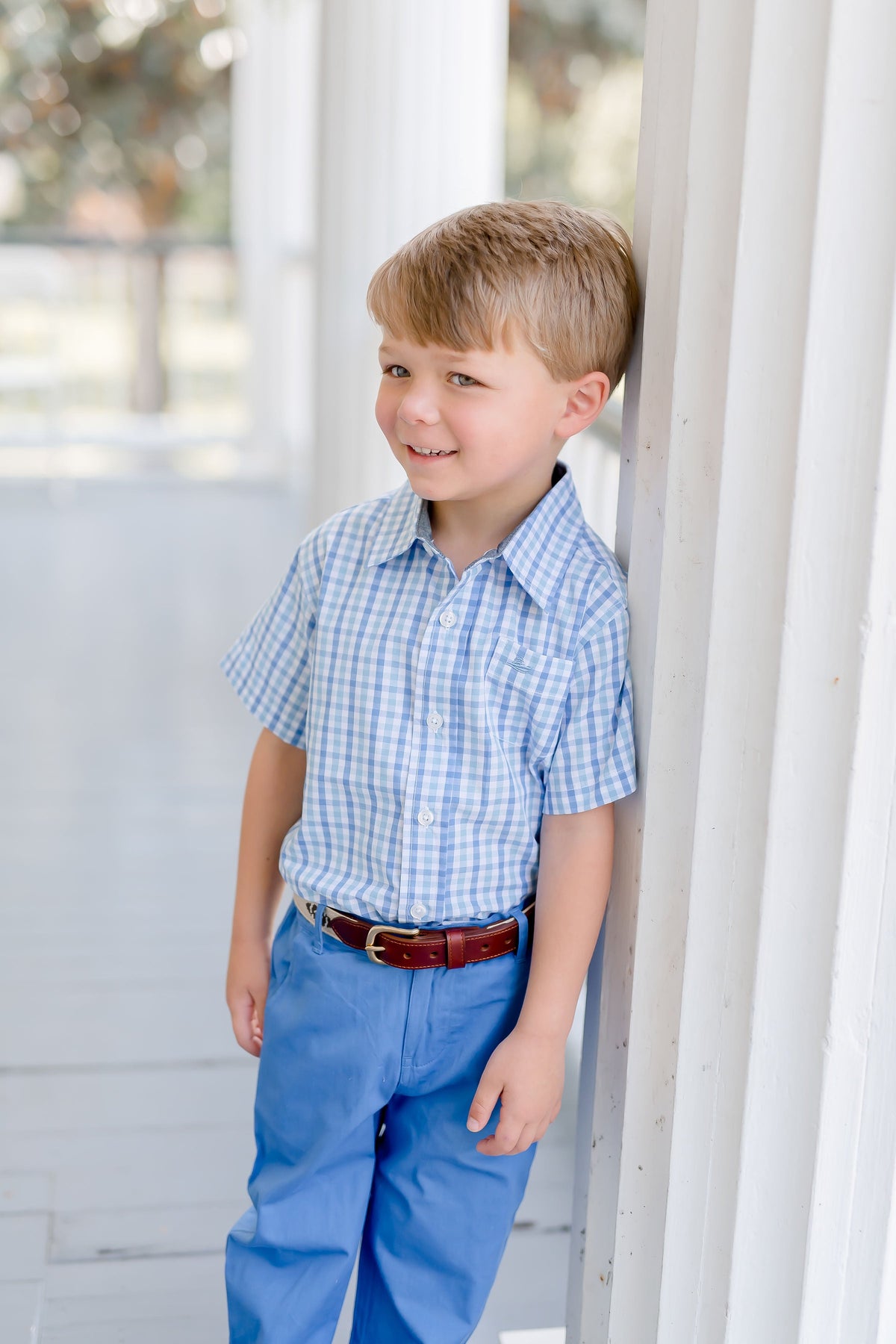 Blue Combo Check Short Sleeve Destin Dress Shirt