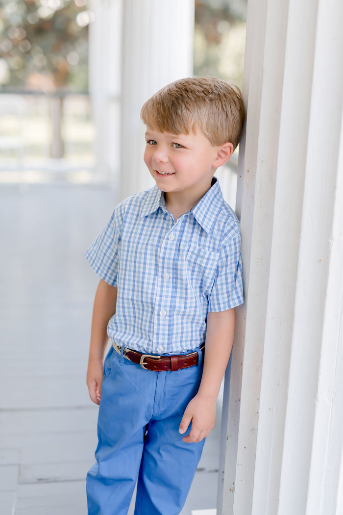 Blue Combo Check Short Sleeve Destin Dress Shirt