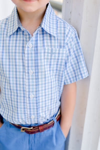 Blue Combo Check Short Sleeve Destin Dress Shirt