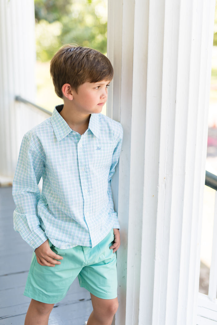 Opal/ Blue Plaid Destin Dress Shirt