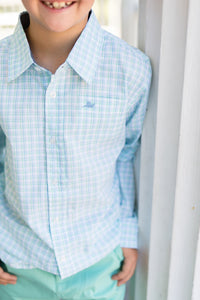 Opal/ Blue Plaid Destin Dress Shirt