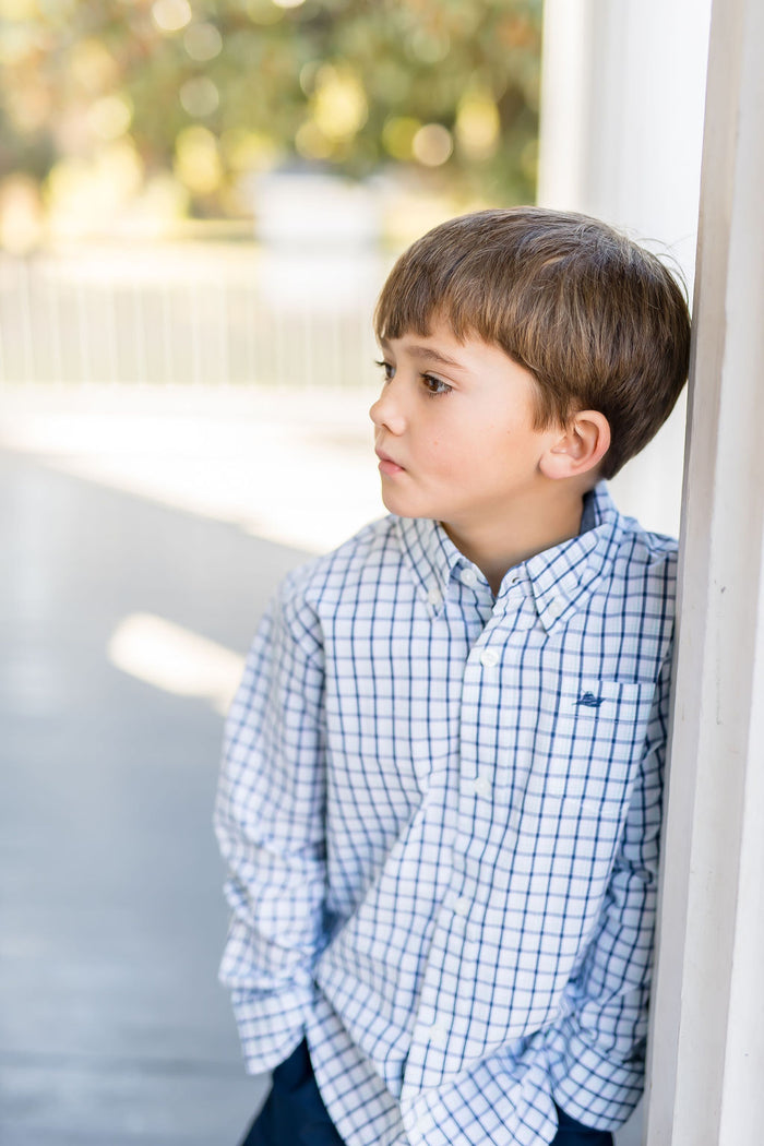 Navy and Aqua Destin Dress Shirt