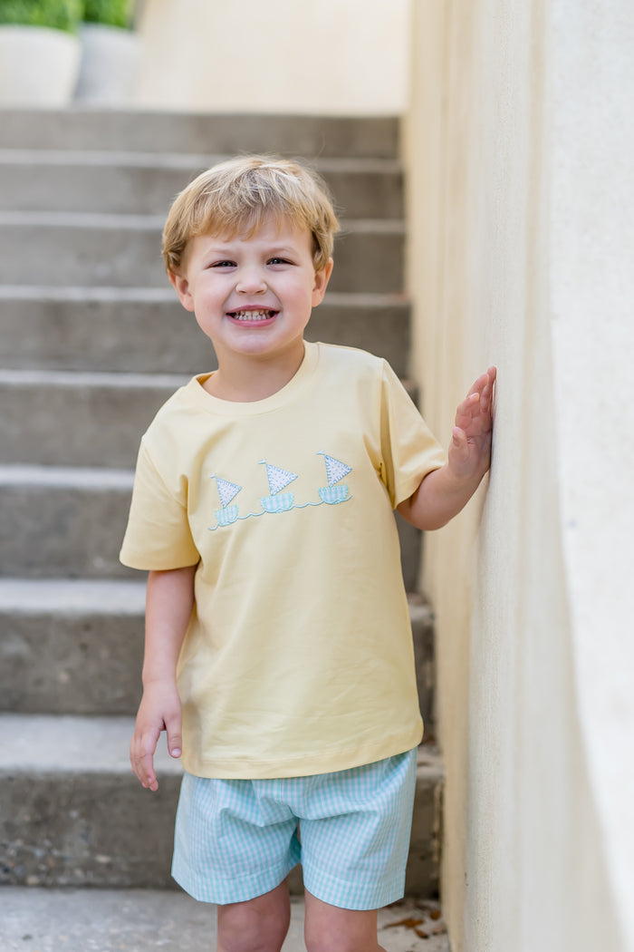 Boys Sailboat Applique Short Set