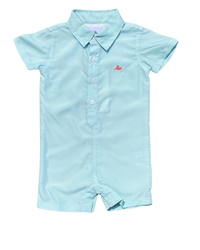 Beach Glass Gingham Dress Shirt Romper