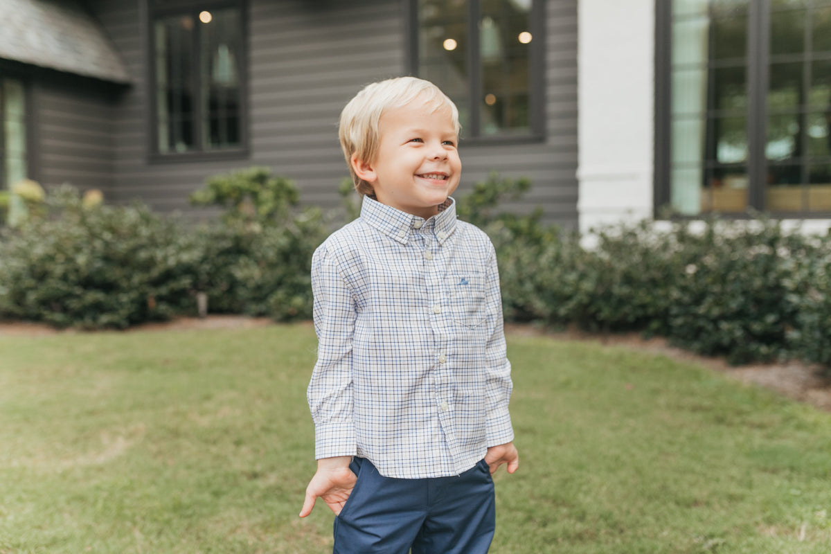 Brown and Blue Check Destin Dress Shirt