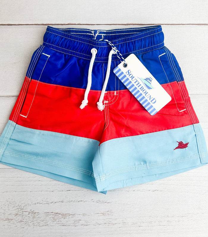 Red and Blue Swim Shorts