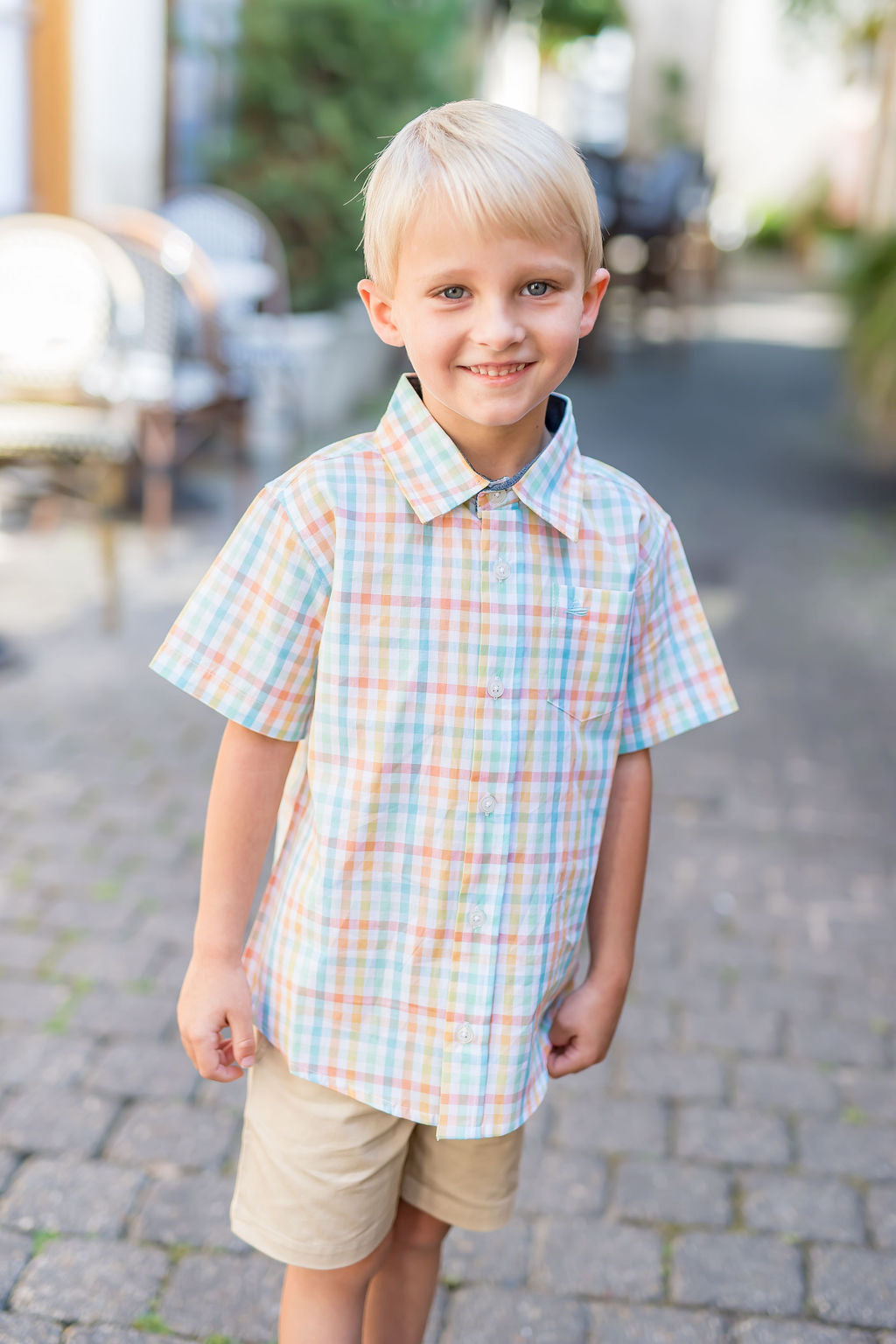 Sunset Plaid Short Sleeve Destin Dress Shirt