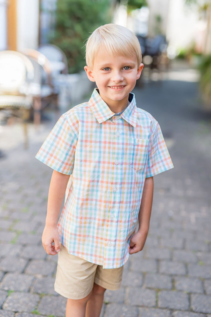 Sunset Plaid Short Sleeve Destin Dress Shirt