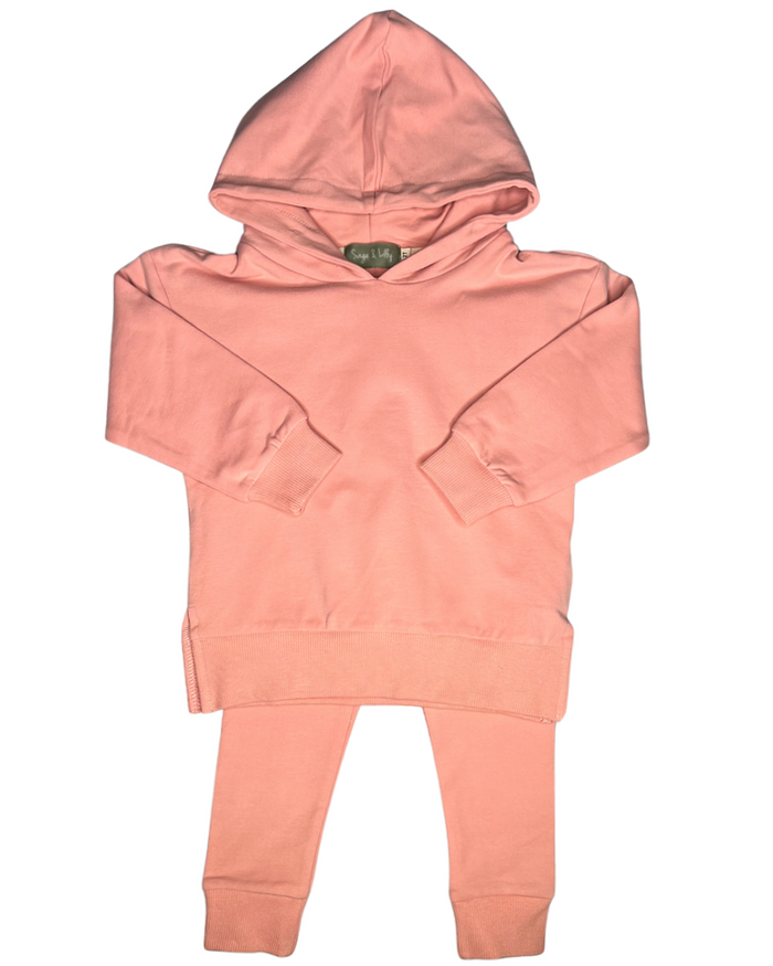 Girls Pink Leggings Hoodie Set