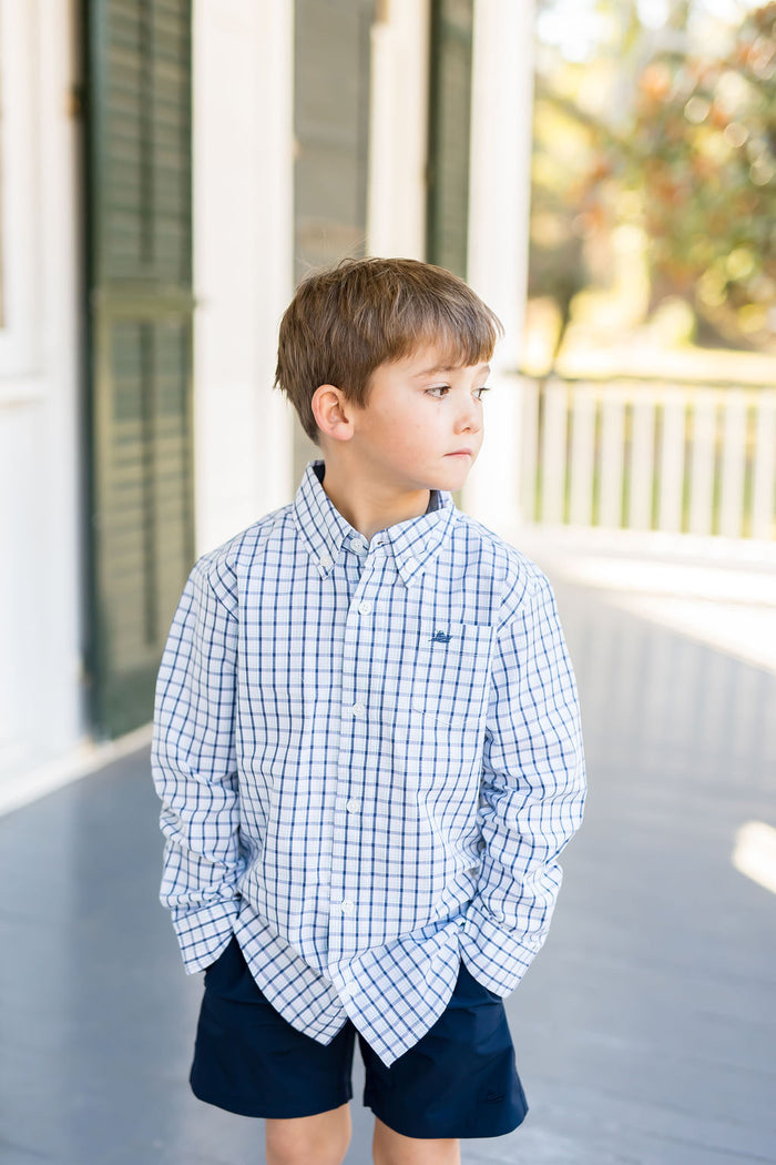 Navy and Aqua Destin Dress Shirt