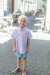 Regatta and Coral Short Sleeve Destin Dress Shirt