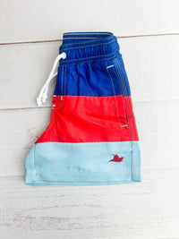 Red and Blue Swim Shorts