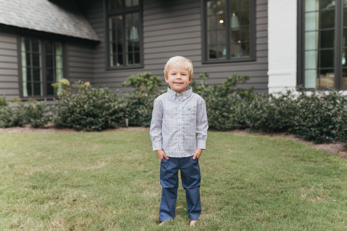 Brown and Blue Check Destin Dress Shirt