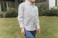 Brown and Blue Check Destin Dress Shirt
