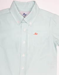 Beach Glass Gingham Performance Button-Down Dress Shirt