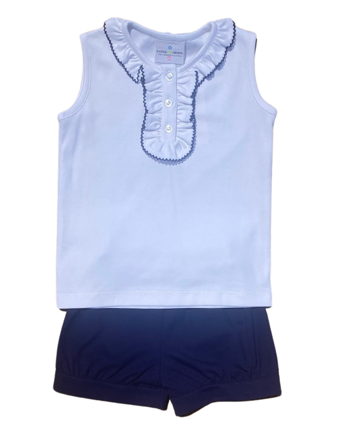 Nantucket Navy Ruffle Chest and Short Set