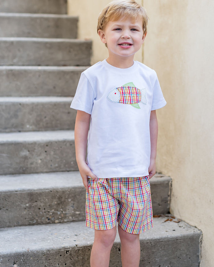 Boys Fish Applique Short Set