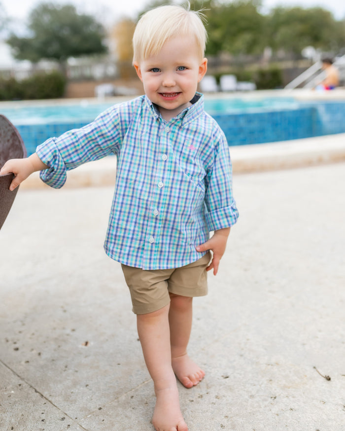 Pastel Plaid Destin Long Sleeve Dress Shirt