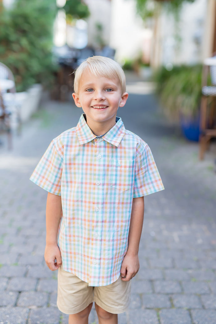Sunset Plaid Short Sleeve Destin Dress Shirt