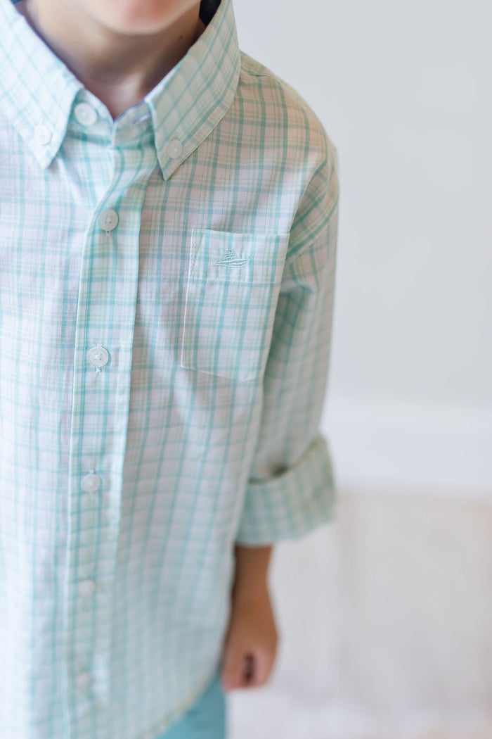 Clearly Aqua and Lichen Destin Dress Shirt