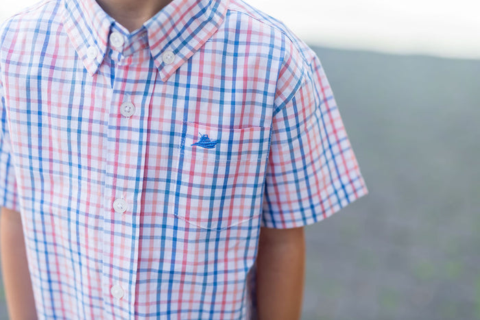 Regatta and Coral Short Sleeve Destin Dress Shirt