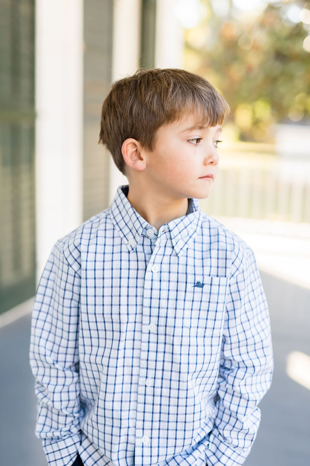 Navy and Aqua Destin Dress Shirt