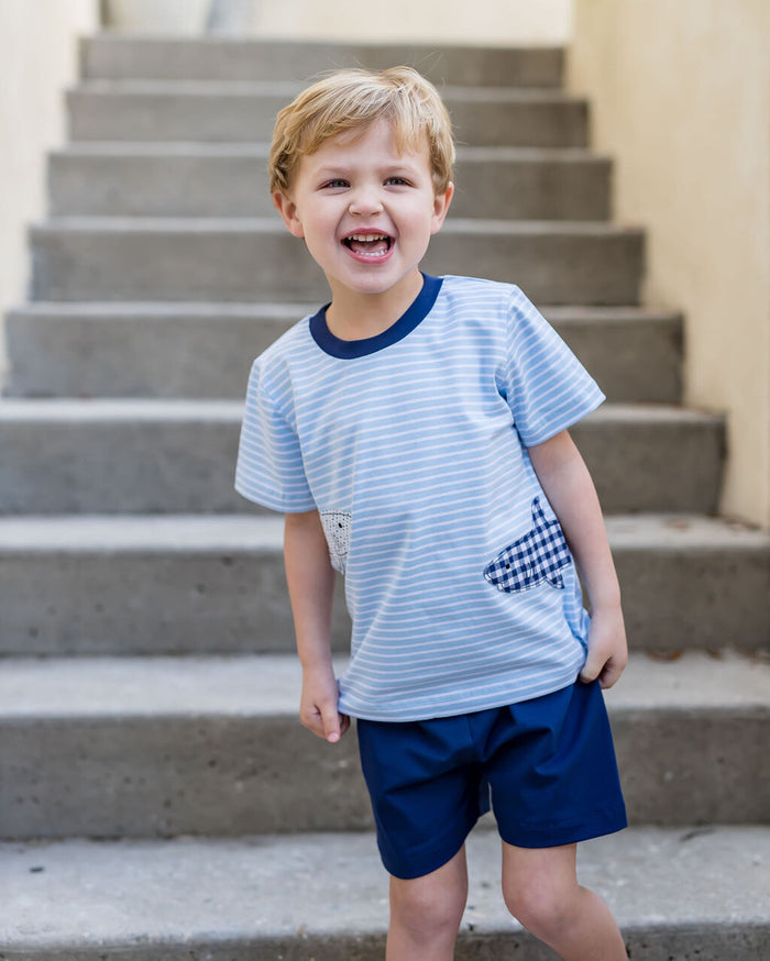 Boys Shark Applique Short Set
