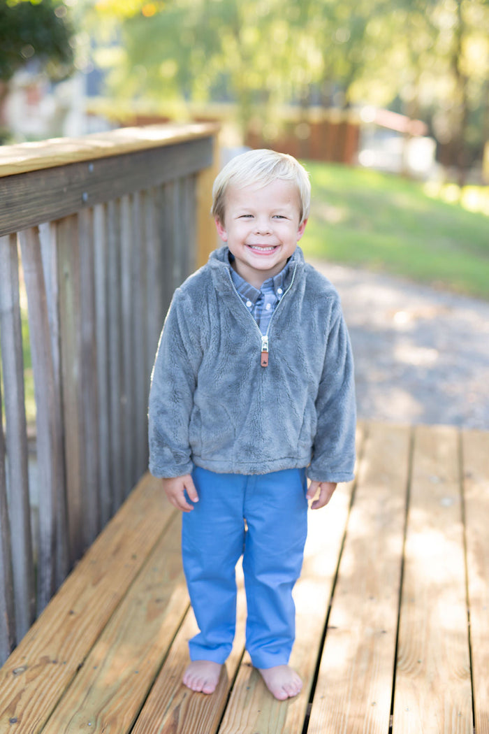 Sherpa Fleece Pullover for Kids - Gray