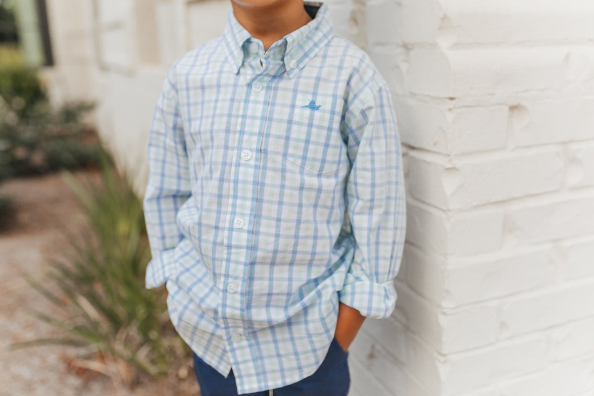 Blue and Green Destin Dress Shirt