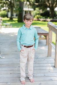 Gray and Green Stripe Polo