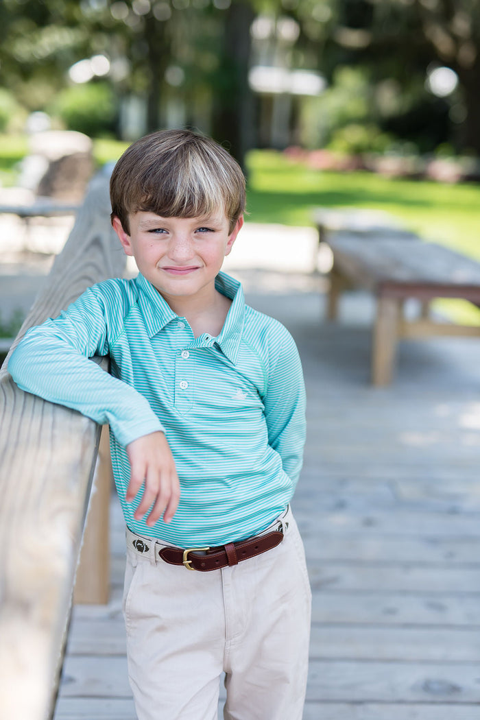 Gray and Green Stripe Polo