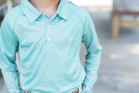 Gray and Green Stripe Polo