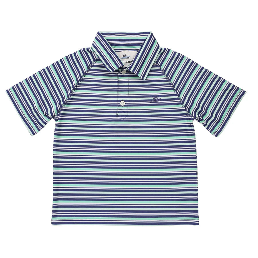 Cascade/Navy/Aqua Performance Polo