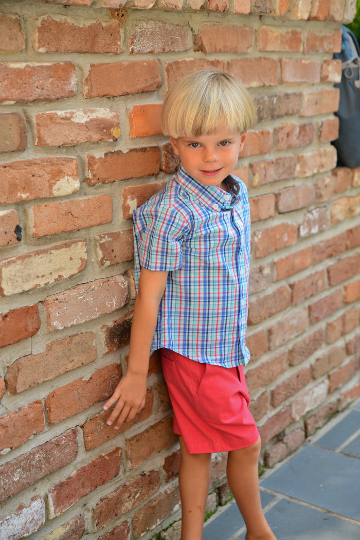 Island/ Red Plaid Short Sleeve Destin Dress Shirt