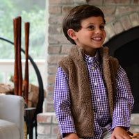 Destin Kids Dress Shirt - Purple/White