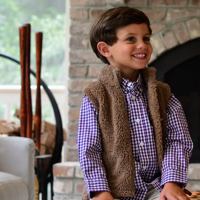Destin Kids Dress Shirt - Purple/White