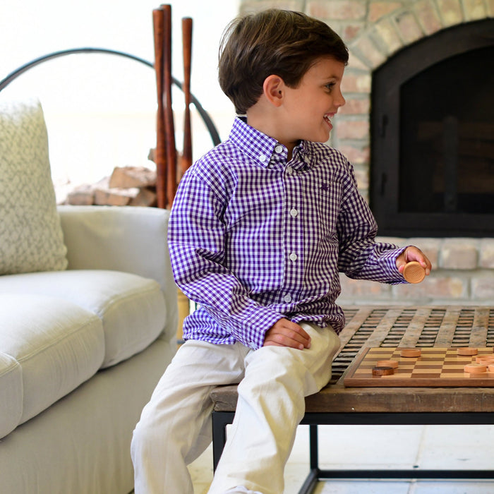 Destin Kids Dress Shirt - Purple/White
