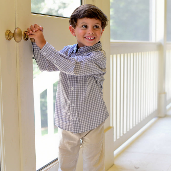 Destin Kids Dress Shirt - Gray/White