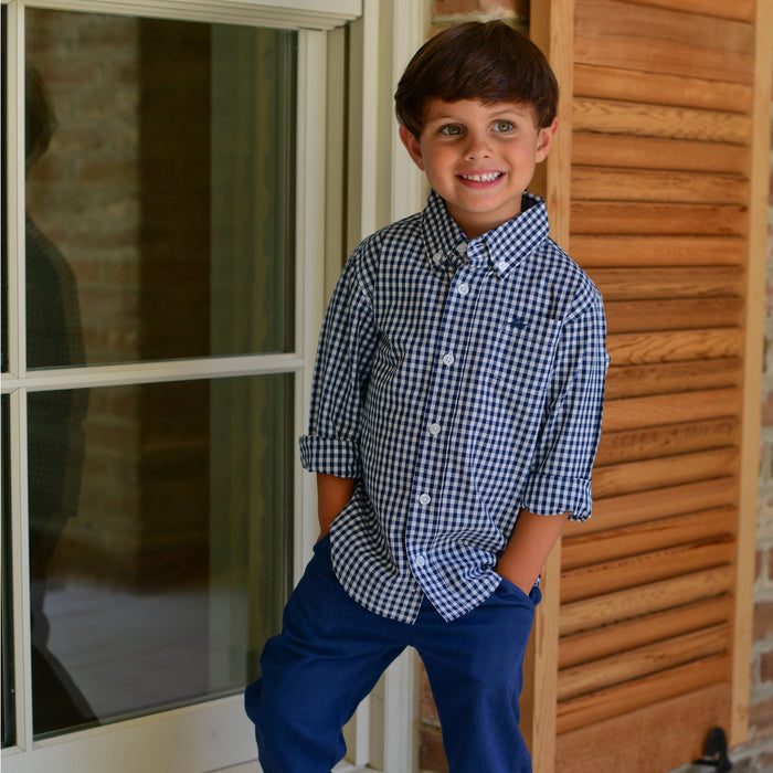 Destin Kids Dress Shirt - Navy/White