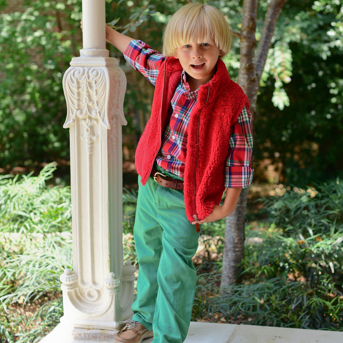 Sherpa Fleece Vest for Kids - Red