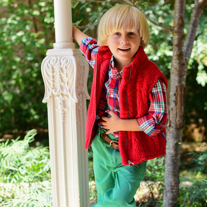 Destin Kids Dress Shirt - Red Plaid